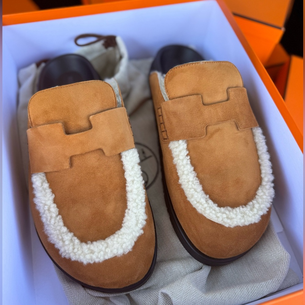 Hermes Go Mule with Sherling Size 42 New - Picture 2 of 2